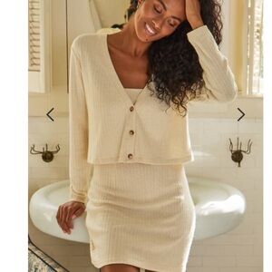 SAYLOR X REVOLVE Tirzah  square neckline Elegant Cream Dress (ONLY DRESS)